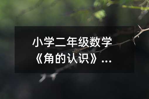 小学二年级数学《角的认识》教案