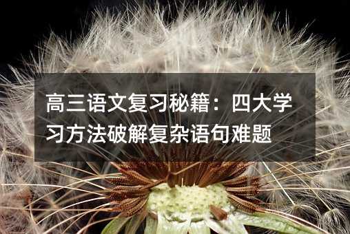 高三语文复习秘籍:四大学习方法破解复杂语句难题