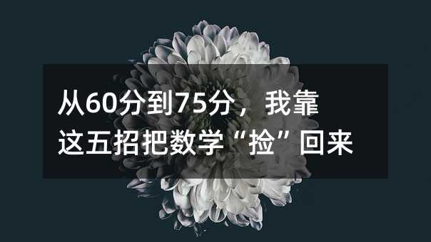 从60分到75分,我靠这五招把数学“捡”回来了