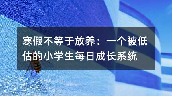 寒假不等于放养:一个被低估的小学生每日成长系统