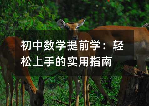 初中数学提前学:轻松上手的实用指南