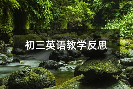 初三英语教学反思