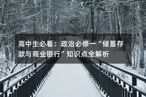 高中生必看:政治必修一“储蓄存款与商业银行”知识点全解析