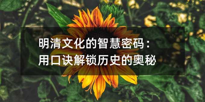 明清文化的智慧密码:用口诀解锁历史的奥秘