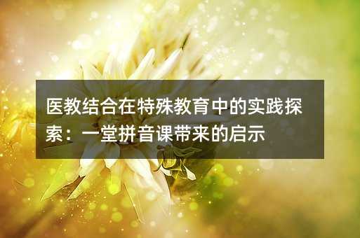医教结合在特殊教育中的实践探索:一堂拼音课带来的启示