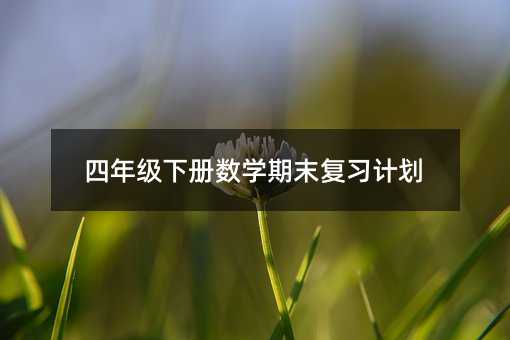 四年级下册数学期末复习计划