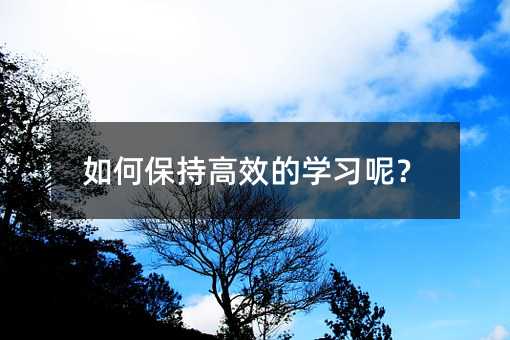如何保持高效的学习呢?
