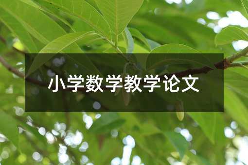 小学数学教学论文