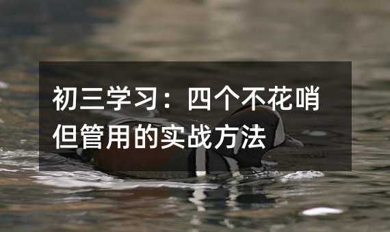 初三学习:四个不花哨但管用的实战方法