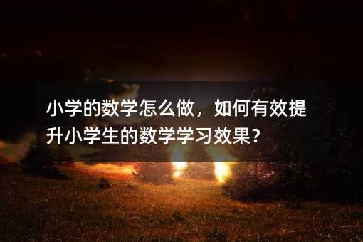 小学的数学怎么做,如何有效提升小学生的数学学习效果?