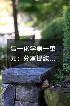 高一化学第一单元:分离提纯的实用操作指南