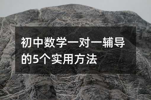 初中数学一对一辅导的5个实用方法