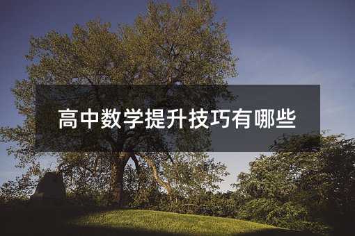 高中数学提升技巧有哪些