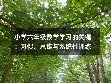 小学六年级数学学习的关键:习惯、思维与系统性训练