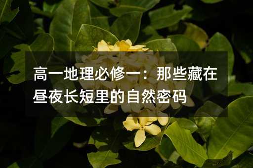 高一地理必修一:那些藏在昼夜长短里的自然密码