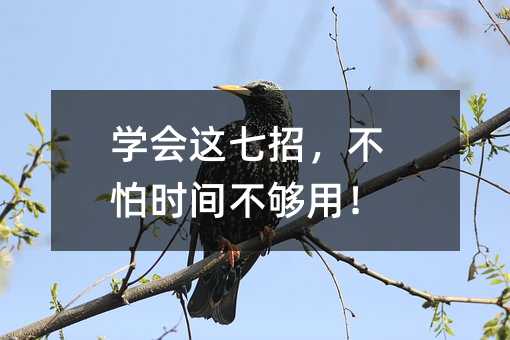 学会这七招,不怕时间不够用!