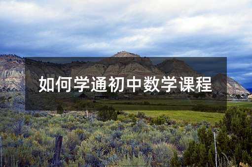 如何学通初中数学课程