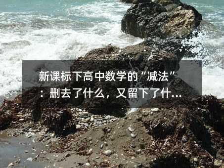 新课标下高中数学的“减法”:删去了什么,又留下了什么?