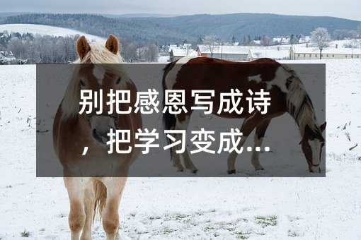 别把感恩写成诗,把学习变成习惯