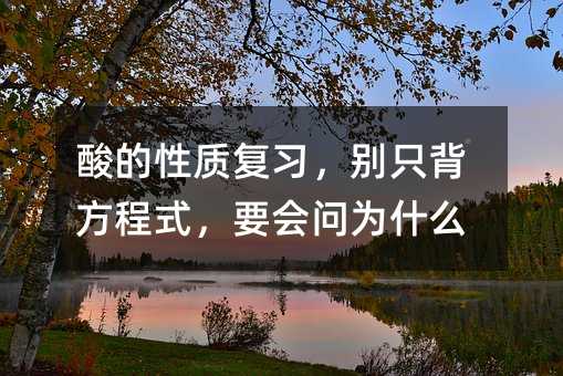 酸的性质复习,别只背方程式,要会问为什么