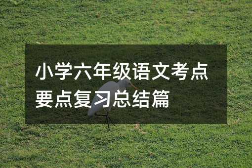 小学六年级语文考点要点复习总结篇