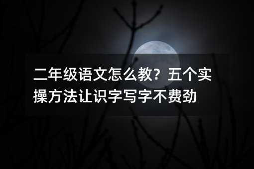 二年级语文怎么教?五个实操方法让识字写字不费劲