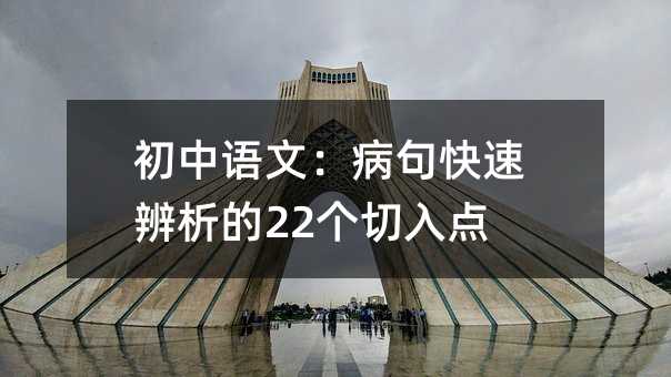 初中语文:病句快速辨析的22个切入点