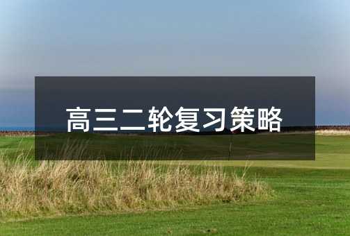 高三二轮复习策略