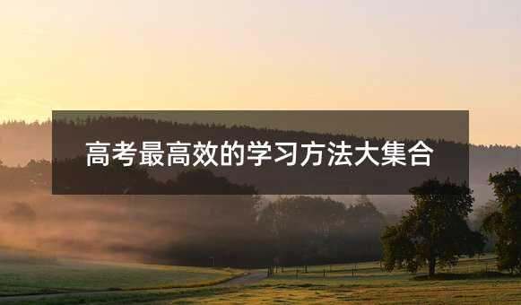 高考最高效的学习方法大集合