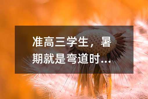 准高三学生,暑期就是弯道时间!