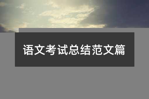 语文考试总结范文篇