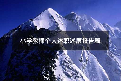 小学教师个人述职述廉报告篇