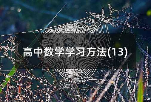 高中数学学习方法(13)