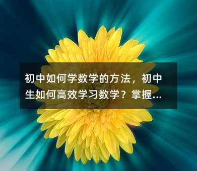初中如何学数学的方法,初中生如何高效学习数学?掌握这些方法提升成绩!