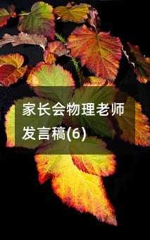 家长会物理老师发言稿(6)