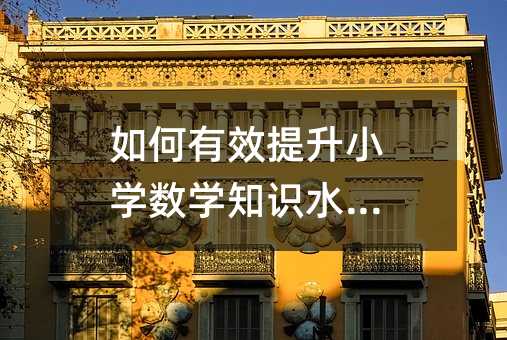 如何有效提升小学数学知识水平?