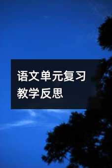 语文单元复习教学反思
