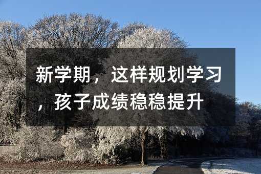新学期,这样规划学习,孩子成绩稳稳提升