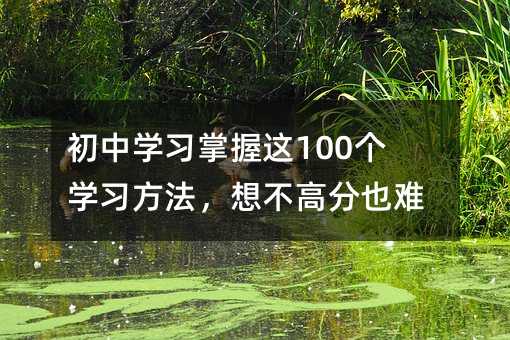 初中学习掌握这100个学习方法,想不高分也难