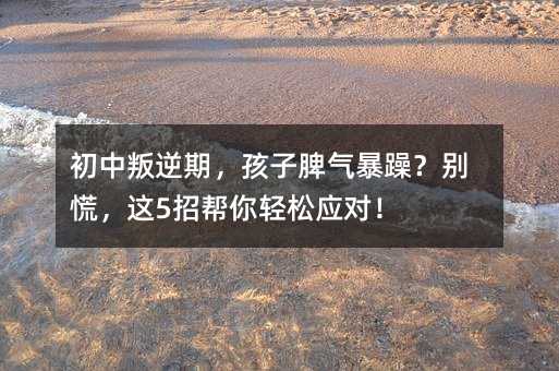 初中叛逆期,孩子脾气暴躁?别慌,这5招帮你轻松应对!