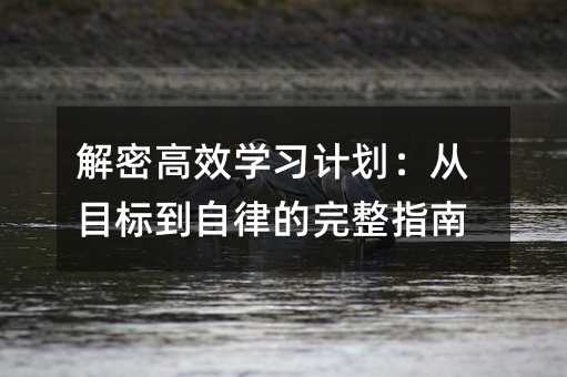 ���ܸ�Чѧϰ�ƻ�����Ŀ�굽���ɵ�����ָ��