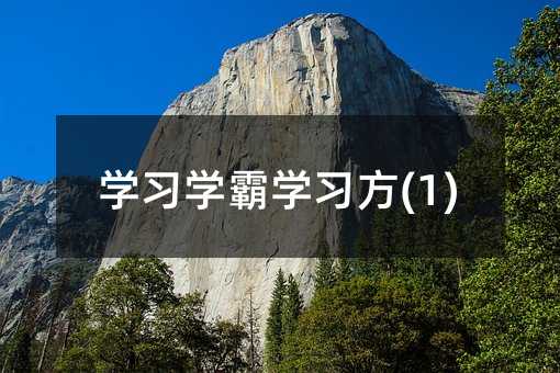 学习学霸学习方(1)