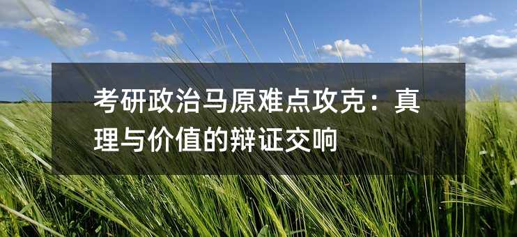 考研政治马原难点攻克:真理与价值的辩证交响