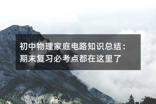 初中物理家庭电路知识总结:期末复习必考点都在这里了